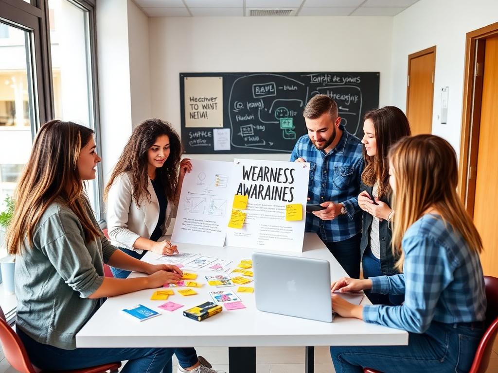Marketing students collaborating